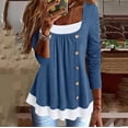 thumbnail image 2 of IROINNID Ladies Long Sleeve T Shirts Winter Round Neck Pocket Tops Printed Regular Blouse,Blue, 2 of 8