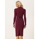 thumbnail image 3 of Vestido de Suéter de Punto con Cuello Alto para Mujer de Manga Larga Slim Fit Bodycon Lápiz Vestido rojo M, 3 of 6
