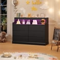 thumbnail image 4 of EastVita Dresser for Bedroom 6 Drawer Dresser with LED Lights and Charging Station Wide Chest of 6 Drawers with Open Space Modern Large Capacity Storage Cabinet Living Room Hallway Black, 4 of 7