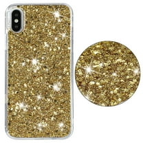 for iPhone XR Glitter Case, Cute Bling Sparkle Shiny Slim Soft Silicone Reflective Clear TPU Bumper Women Girls Shockproof Protective Phone Case for iPhone XR, Gold