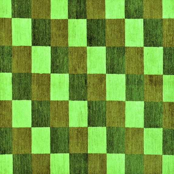 Ahgly Company Indoor Square Checkered Green Modern Area Rugs, 3' Square