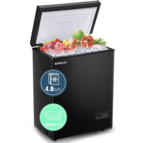 DEMULLER Deep Chest Freezer Freezers with Two Storage Baskets Ultra-Low Temperature Black 79-B-1