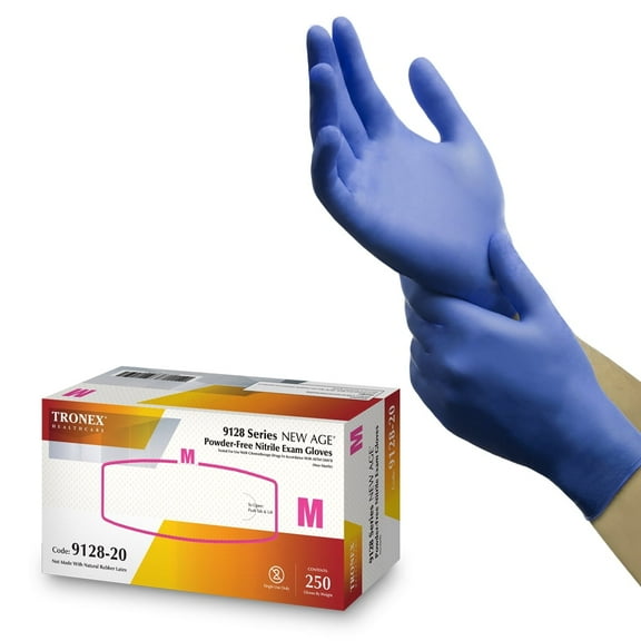 250 Pcs Value Pack Tronex Chemo-Rated Fingertip-Textured Nitrile Exam Gloves Blue Medical Glove Small (Box of 250)