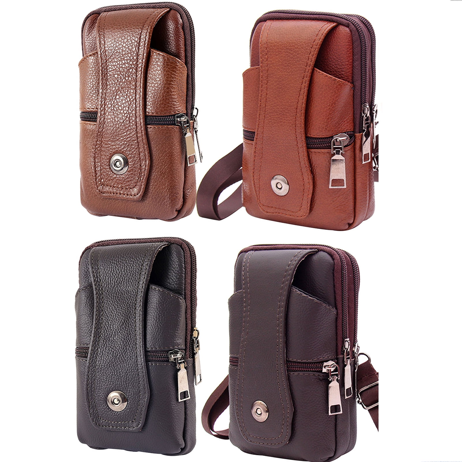 Men Practical Phone Wallet Case Belt Leather Pouch Phone Waist Bag Mobile