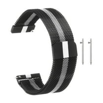 Uxcell Stainless Steel Mesh Watch Band 24mm Quick Release Metal Replacement Adjustable Watch Strap with Magnetic Buckle for Men Women, Black and White
