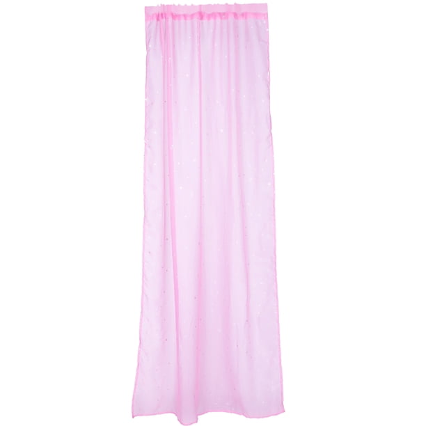 Cortinas transparentes con ojales, románticas cortinas plateadas con estrellas brillantes para dormitorio de niña, paneles finos para habitación infantil, tamaño 100 x 200 cm (rosa)