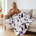 thumbnail image 4 of Hitime 50"x60" Halloween Throw Blanket - 300GSM Cozy Warm Flannel Fleece for Sofa Living Room, Holiday Gift Winter Bedding Decor - Purple Cat, 4 of 8