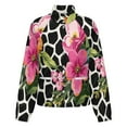 thumbnail image 5 of Jackets for Women Winter Coat Jackets Flannel Stand Collar Jacket(Floral Pattern Black White Background,Size:S-4XL), 5 of 7