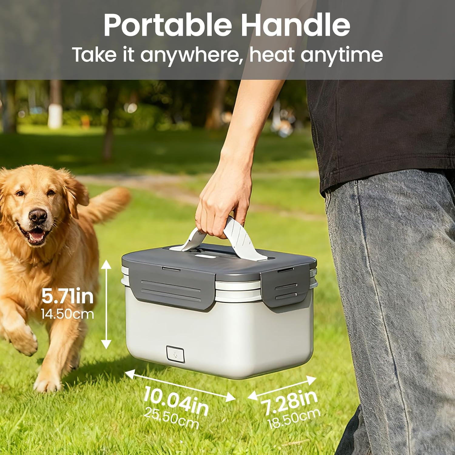 Herrfilk Cordless Electric Lunch Box, 1.8L Large Rechargeable Portable Food Warmer 4 in 1 Ultra Quick Self Heating Lunch Box with Storage Bag, Suitable for Travel/Driving/Construction Site Scenarios