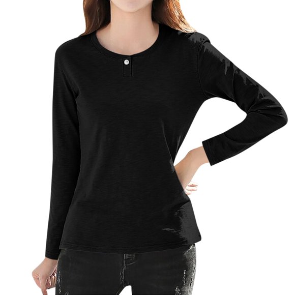Long Sleeve Tee Shirts for Women! Comdrip Women's Long Sleeve Crew Neck Cotton T Shirt Classic Fit Shirt Soft Breathable Casual Tee Basic Tops Women Long Sleeve T Shirts Black L