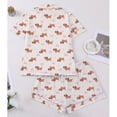 thumbnail image 6 of VONCOS Womens Beige Dachshund Print Short Sleeve Pajama Set Soft Lounge Wear Two Piece Sleepwear,Size 2XL, 6 of 6