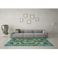 thumbnail image 3 of Ahgly Company Machine Washable Indoor Rectangle Persian Turquoise Blue Traditional Area Rugs, 3' x 5', 3 of 4
