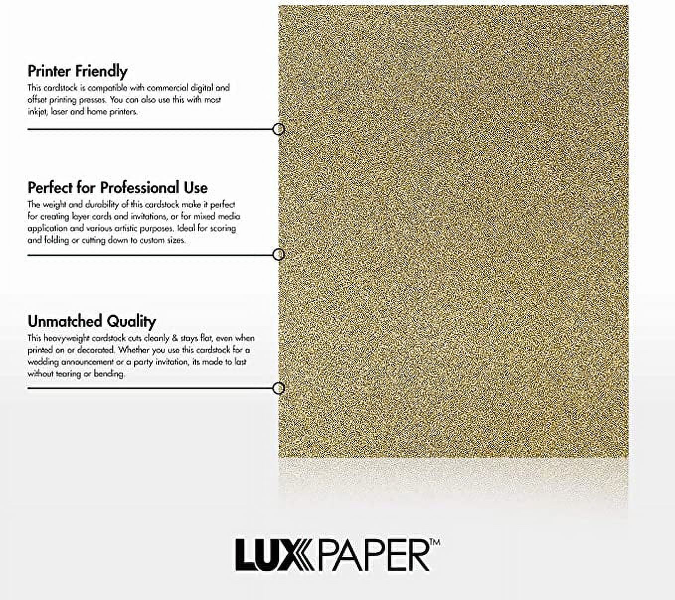 LUXPaper 8.5 x 11 Cardstock, 106 lb. Gold Sparkle, 50/Pack