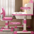 thumbnail image 4 of 2Pcs/Set Multi Bookstand Widened Desktop Desk Chair Set Cartoon Pattern Kids Adjustable Height Study Drawer Table with Chair Set, 4 of 8