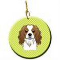 thumbnail image 2 of Carolines Treasures BB1286CO1 Checkerboard Lime Green Cavalier Spaniel Ceramic Ornament  3 in multicolor, 2 of 2