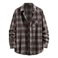 thumbnail image 2 of cllios Mens Flannel Shirt Long Sleeve Plaid Shirts Open Front Button Down Shacket Shirt Jacket Regular Fit Casual Dressy Shirts with Pocket on Black S-XL, 2 of 4