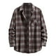 thumbnail image 2 of Blusa y camisa de manga larga con cuello vuelto para hombre, blusa informal de moda con estampado a cuadros y bolsillos, blusa de manga larga para hombre, 2 of 4