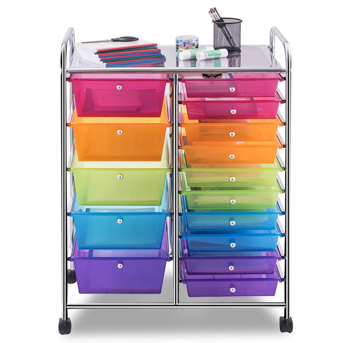 15 Drawer Rolling Storage Cart Tools Scrapbook Paper Office School