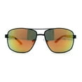 thumbnail image 1 of Classic Mens Rectangular Metal Rim Aviator Sunglasses Black Orange Mirror, 1 of 4