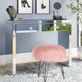 thumbnail image 2 of Homebeez Faux Fur Ottoman Foot Rest Stool-16.1” Vanity Stool with Metal Legs (Pink), 2 of 7