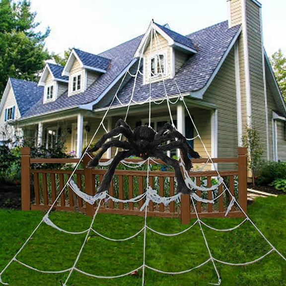 WRKEKC Halloween Decorations Outdoor 47'' Giant Fake Spiders, Spiders Halloween Decorations Halloween Decor Indoor Clearance for Home Outside Yard Costumes Party Garden Lawn A