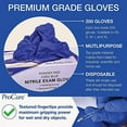 thumbnail image 2 of ProCure Disposable Nitrile Gloves - 400 Count, Large - Powder Free, Rubber Latex Free, Medical Exam Grade, Non Sterile, Ambidextrous - Soft with Textured Tips - Cool Blue, 2 of 3