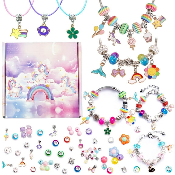 Syenll 198 Pcs Bracelet Making Kit, DIY Bead Jewelry Making Kit for Girls Age 8-12, DIY Art Crafts Gift for Teens Birthday Gift