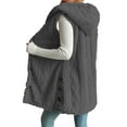 thumbnail image 3 of Sherpa Jacket Women Sleeveless Fuzzy Vest with Hood Plus Size Soft Warm Outerwear Button Fall Winter Coats Gray 2XL, 3 of 5