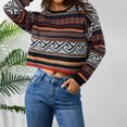 thumbnail image 2 of TRKIYQC, suéter corto de punto para mujer, suéter informal de otoño a rayas de manga larga con cuello redondo, Tops, ropa de calle TRKIYQC moda, 2 of 7