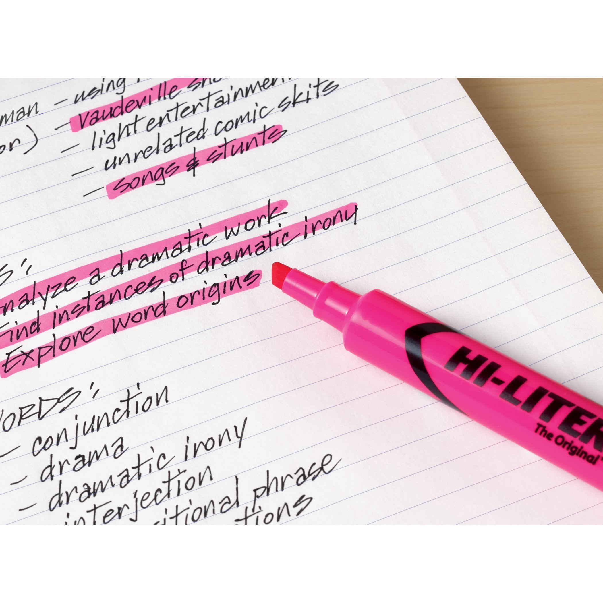 HI-LITER Desk Style, Fluorescent Pink, Box of 12 (24010)