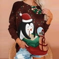 thumbnail image 1 of Chandail en Molleton de Noël pour Femmes 2023 Hauts Imprimé de Noël Col Rond Chandail Blouse Ample Chandail en Molleton Sans Capuche en Liquidation, 1 of 7