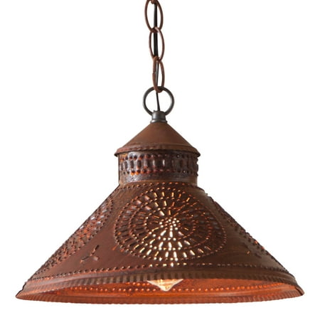 

Irvins Country Tinware Stockbridge Shade Light with Chisel in Rustic Tin 12 inches Diameter