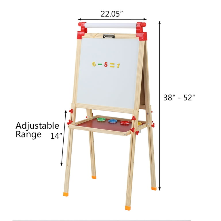 Ktaxon Adjustable Kids Easel Stand, Double Sided Whiteboard & Chalkboard, Size: 21.85“ x 21.85”