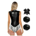 thumbnail image 2 of zdhoor Women Metallic Cheer Leader Costumes Performance Cheerleading Uniform Outfits Halloween Black M, 2 of 7