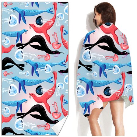Microfiber Beach Towels Ultra Lightweight Blue Bath Towels Sandproof Beach Blankets Multifunctional Travel Towels Swimming Pool Camping Yoga And Fitness Exercise Towels