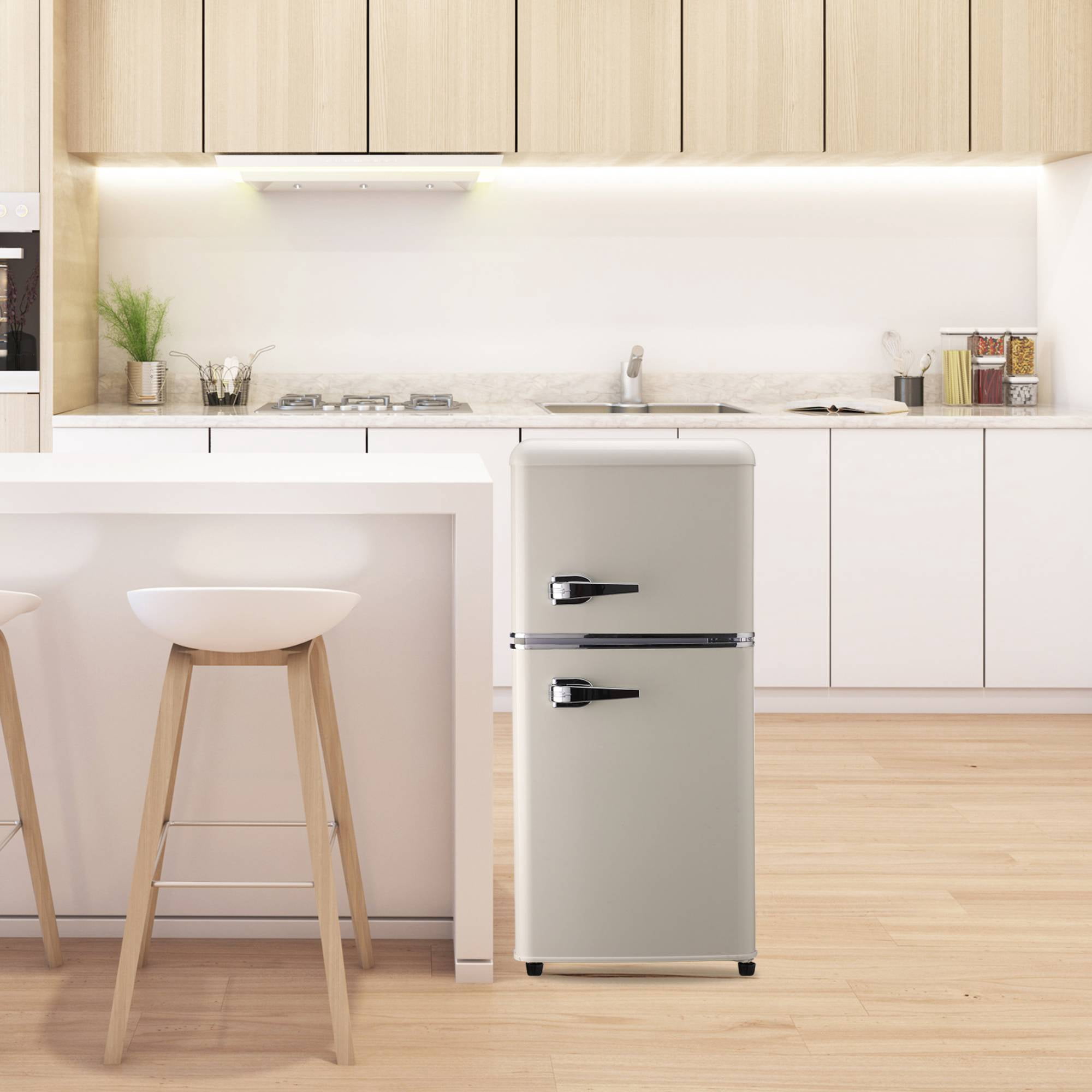 3.5 Cu. Ft Mini Fridge Compact Refrigerator with Top-Freezer,7- Level Adjustable Thermostat, Adjustable Shelves For Bedroom, Office, Kitchen, Apartment, Red