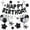 Black, variant on 56 PCS Happy Birthday Balloons Happy Birthday Banner Pink and Silver Balloons for Boys Men Girls Women 16th 18th 20th 21st 25th 30th 40th 50th 60th Party Decorations