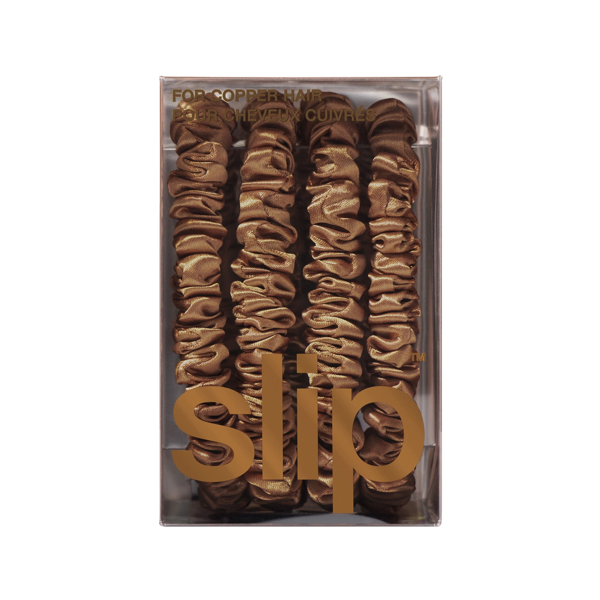 slip pure silk back to basics skinny scrunchies - copper