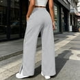 thumbnail image 6 of JIAYUE Women's Pants Casual Solid Color Drawstring With Pockets Button Design And Side Slit Long Sweatpants For Daily Lightweight Fashion Beach Vocation Wear, 6 of 9