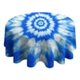 thumbnail image 4 of Blue Tie Dye Mandala Pattern Round Tablecloth 60"x60",Wrinkle Wipeable Table Cloth for Kitchen Dining Room Picnic Patio Party, 4 of 6