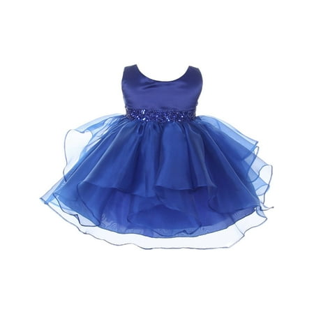- Chic Baby Girls Royal Blue Organza Embellished Waist Flower Girl Dress