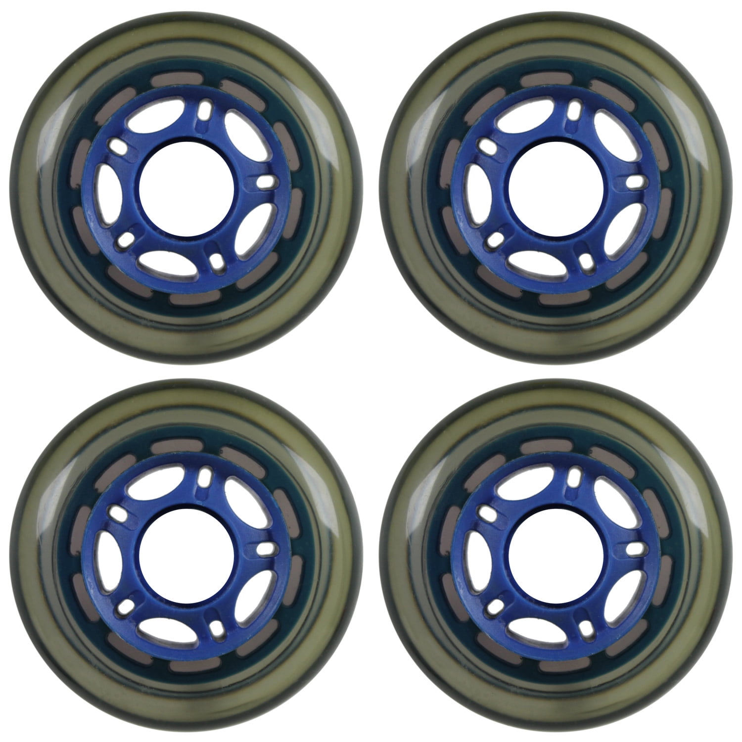 Choice Inline Skate Replacement Wheels Blue/Yellowed 76mm 82A 5Spoke 4