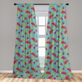 thumbnail image 4 of Ambesonne Tropical Curtains, Watermelon Kiwi Slices Art, Pair of 28"x95", Aqua Dark Coral and Green, 4 of 4