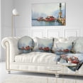 thumbnail image 3 of Designart Fishing Boats in Harbor - Landscape Painting Throw Pillow - 12x20, 3 of 5