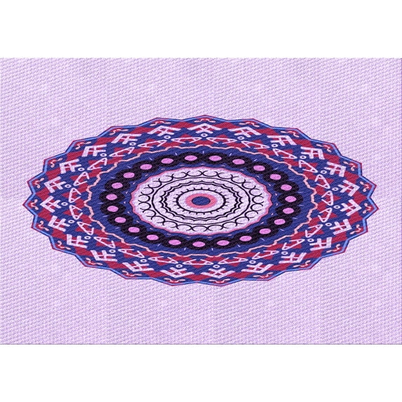 Ahgly Company Indoor Rectangle Patterned Purple Flower Purple Area Rugs, 5' x 8'