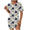 thumbnail image 1 of QIPOPIQ Robes pour Femmes Longues Fluides Robe à Étages Manches Courtes Imprimé Bohème Robe de Plage Robe d'Été Robe Longueur Genou Offres 2023, 1 of 6