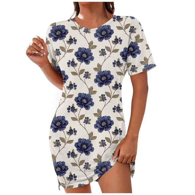 QIPOPIQ Robes pour Femmes Longues Fluides Robe à Étages Manches Courtes Imprimé Bohème Robe de Plage Robe d'Été Robe Longueur Genou Offres 2023