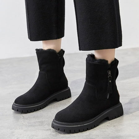 

Zedker Boots For Women Booties Mid-Tube Plus Velvet Thick Warm Cotton Shoes With Winter Women S Boots Walking Boot