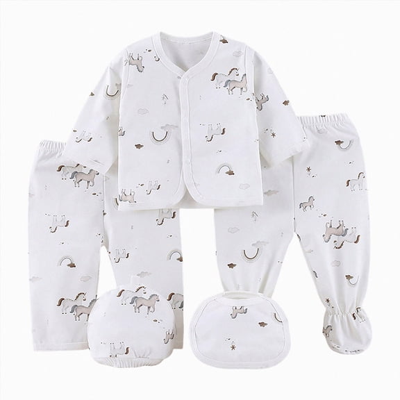 CAUYDY Infant Girl Coming Home Outfits Baby Boy Clothes Preemie Layette Long Sleeved Shirt Warm Hat 2Pants Bib 5 Pieces Soft Set for Unisex Newborn Fall Sizes 0-3 Months,Khaki