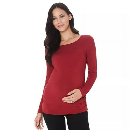 

Cuddl Duds Softwear with Stretch Maternity Ballet-Neck Top Red